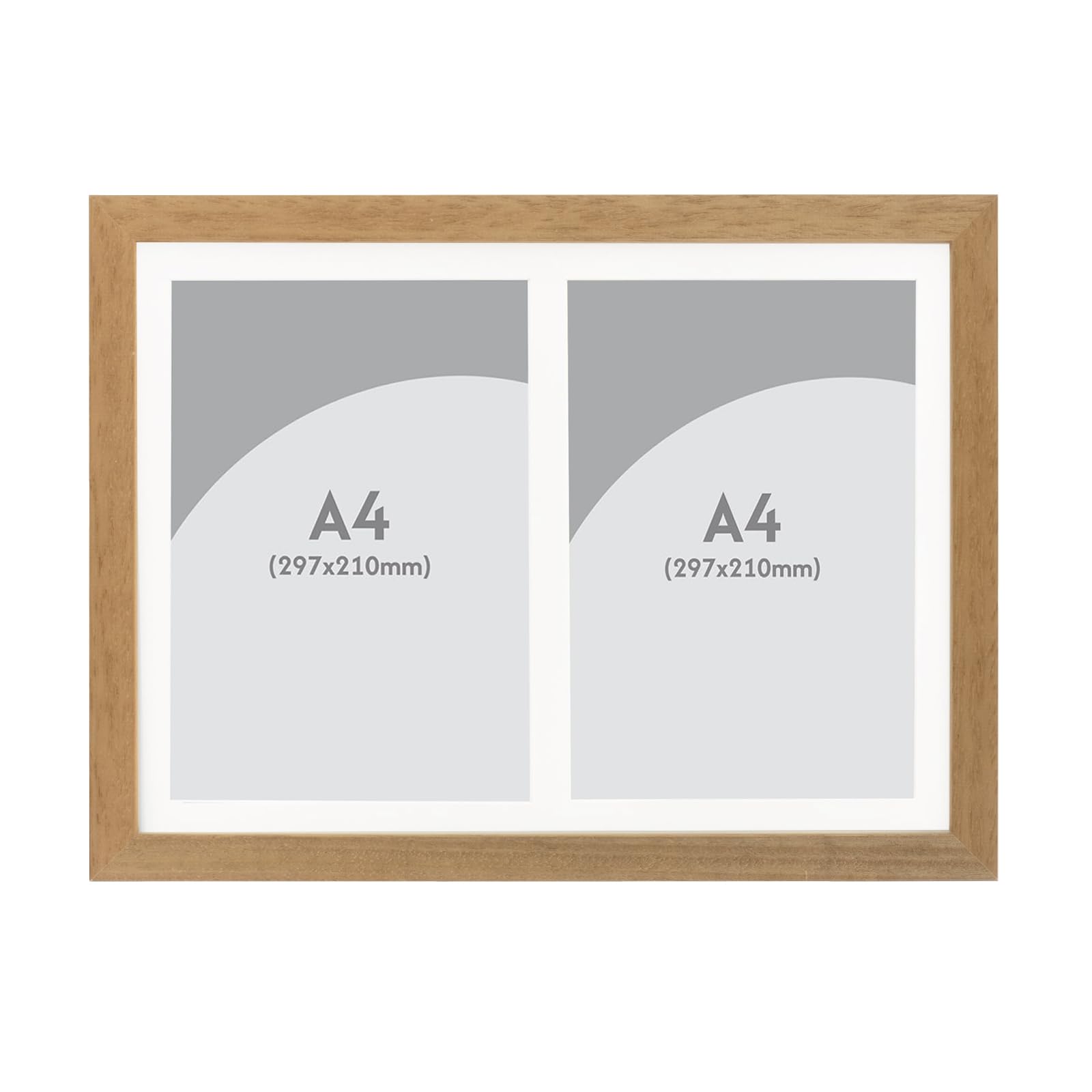 Boldon Framing Oak Photo Frames Multiple Pictures Collage Photo Frame For 2 A4 Photos Or Certificates - Graduation Multi Picture Frames For Wall Hanging - Neatly Display Lots Of Photos In One Frame
