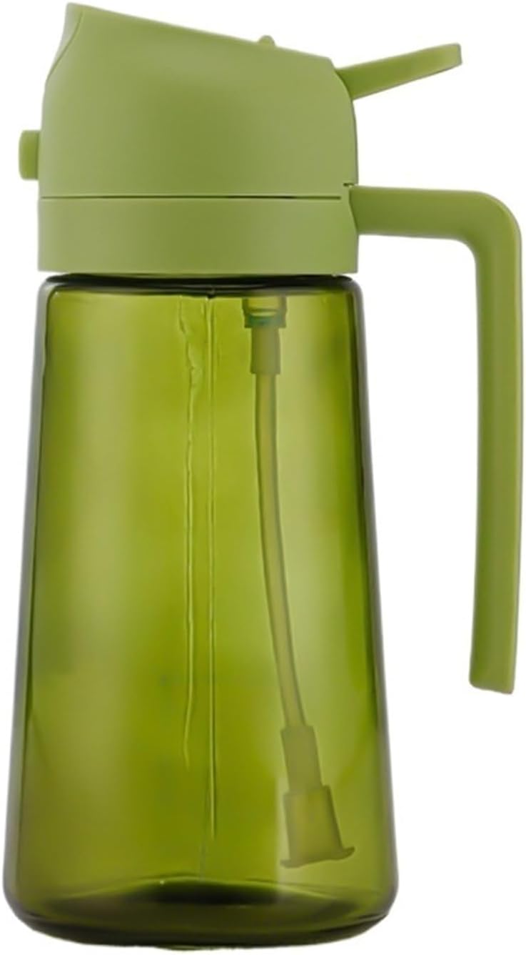 2-in-1 Oil Dispenser & Sprayer – 16oz / 500ml Oil Bottle for Kitchen, Salad, BBQ, Grilling, Camping – Black/White/Green/Yellow(Green)