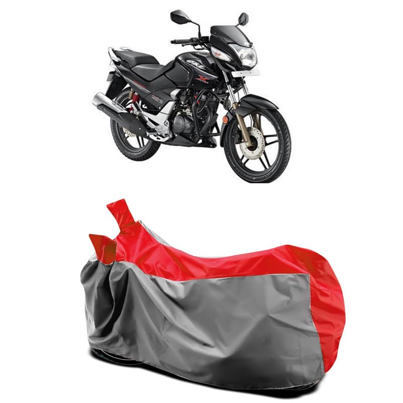 Image of DUFFEL-Two Wheeler Bike Body Cover Compatible for Hero Cbzhero Cbz Bs6 Heat Protectio /UV-Rays /Birds Dropping /DustProof /Waterproof All Variants [Gray Red]