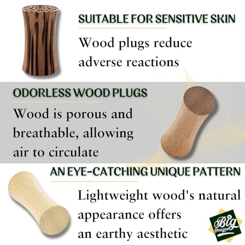 3 Pairs Wood Double Flared Saddle Piercing Jewelry Ear Stretcher Black horn Flesh Plugs Earring Lobe3