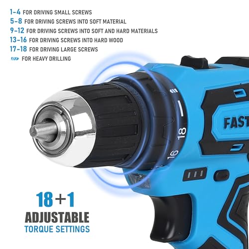 Image of FASTPRO 232-Piece Home Tool Set with Drill, 20V Cordless Drill Driver, Household Repairing Tool Kit with Drill, 12-Inch Wide Mouth Storage Tool Bag Included, Blue