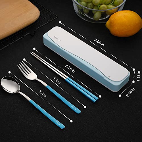 image for DEVICO Travel Utensils, 18/8 Stainless Steel 4pcs Cutlery Set Portable