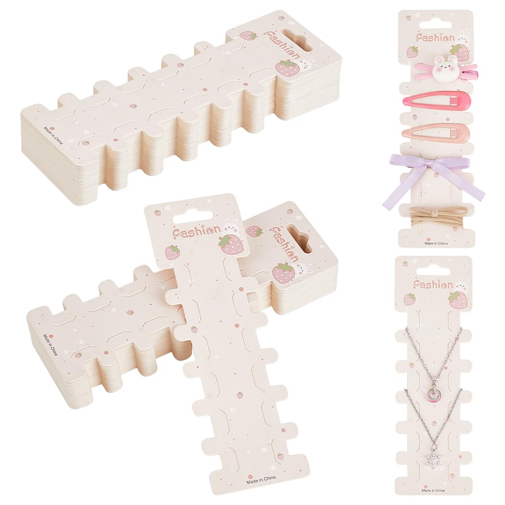 PH PandaHall 100PCS Hair Display Cards, Hair Barrettes Jewelry Display Holder Rectangle Paper Cardboard Organizer Display Cardboard Cardstock Paper for Hair Accessories Display and Organizing