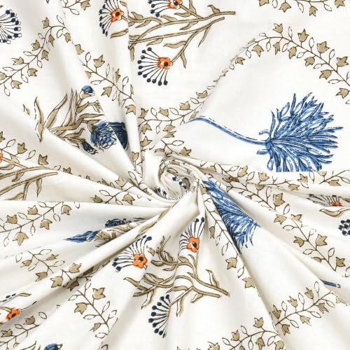 Image of BLOCKS OF INDIA 200TC Diwan Set Cotton 8 Piece | Deewan Printed Bedsheet Sets for Living Room Hall (Set of 8 Piece, 1-Bed Sheet | 2-Bolster Cover | 5-Cushion Cover (Color 50)