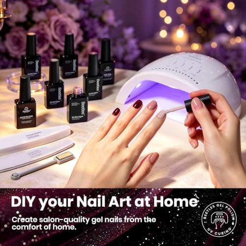 Image of Beetles Purple Gel Nail Polish Set, 23 pcs 20 Colors Soak Off UV LED | Purple Mauve Burgundy Red Pink Nude Cat Eye Shades With Base Coat, Glossy Top Coat Matte Finish