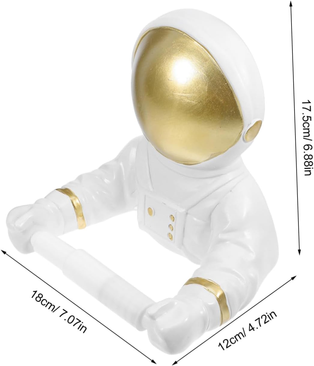 GALPADA Golden Astronaut Toilet Paper Holder Wall Mounted Tissue Stand Decorative Space-Themed Roll Paper Rack for Home Hotels Restaurants Metal Tissue Storage Organizer