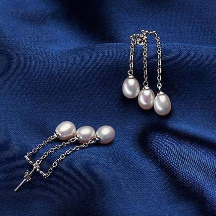 Boucles d'oreilles perles d'eau douce multicouches en argent 925