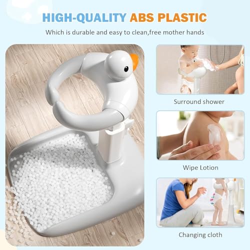 Image of Baby Bath Tub with Stand, Baby Hug Bath Tower for Standing Up Themselves, 0-48 Months Adjustable Size Toddler Shower Stand Support, Durable Baby Bath Aid, Free Mother Hands