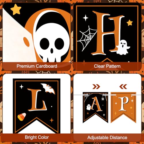 Halloween Decorations Banner - Happy Halloween Sign Paper Banners Garland for Halloween Party Decor Supplies Favors Props Indoor Outdoor Office Home Wall - image 5
