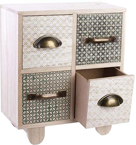 THE HOME DECO FACTORY - Cajonera pequeña de Madera con 4 cajones
