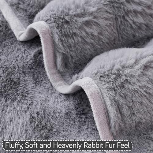 Image of HOKIPO 'FurHug' Luxury Faux Rabbit Fur Anti Slip Sofa Cover Mat, 2 Seater, Cool Grey (NEW-5013-GRY*1)