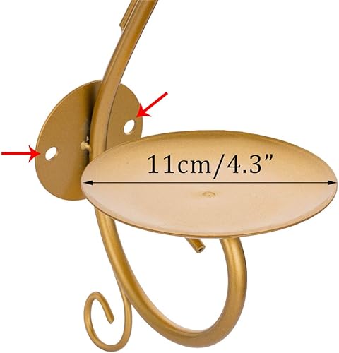Miniatura 5 de Sziqiqi Candelabro de pared Candelabro de vid de hierro Decoración de arte de pared Decoración del hogar Tealight Candle Stand Oro