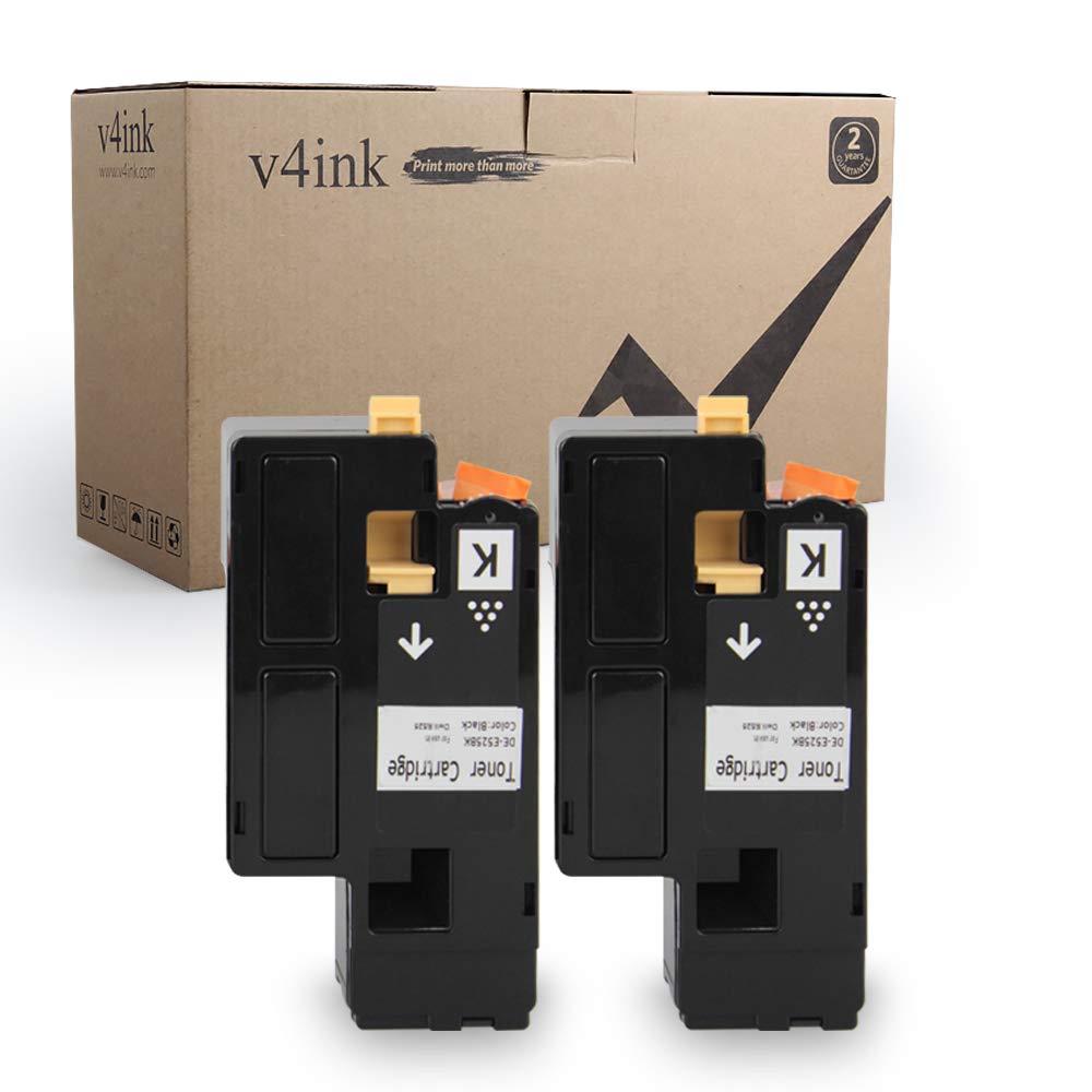 V4INK Replacement for Dell E525W E525 525w to use with E525w Wireless Color Printer for 593-BBJX Black, 2 Pack Compatible Toner Cartridge