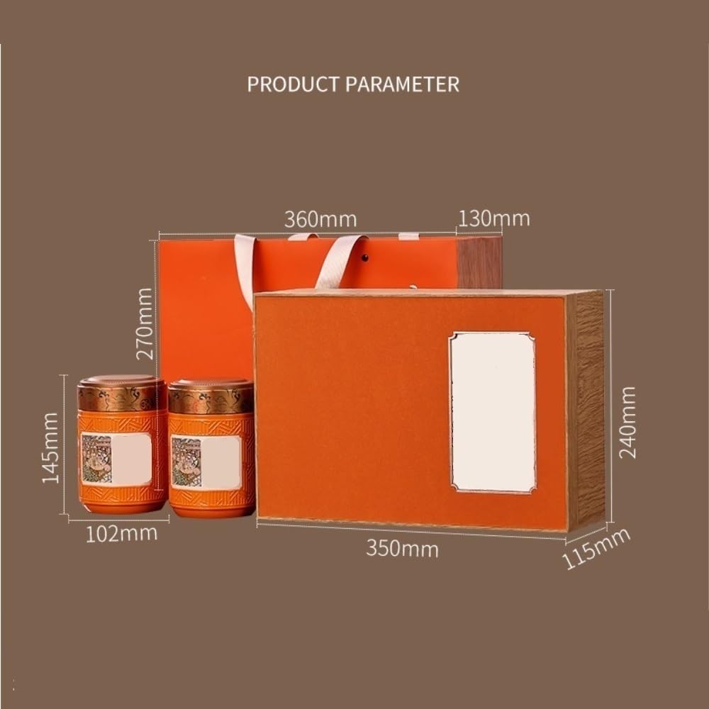 XYNSNDB Teedose, große Tee-Aufbewahrungsdose, runde Dose, versiegelte Dose, Leere Dose, Retro-chinesisches Tee-Set, Doppeldose, Geschenkbox-Set, Teedose (A)
