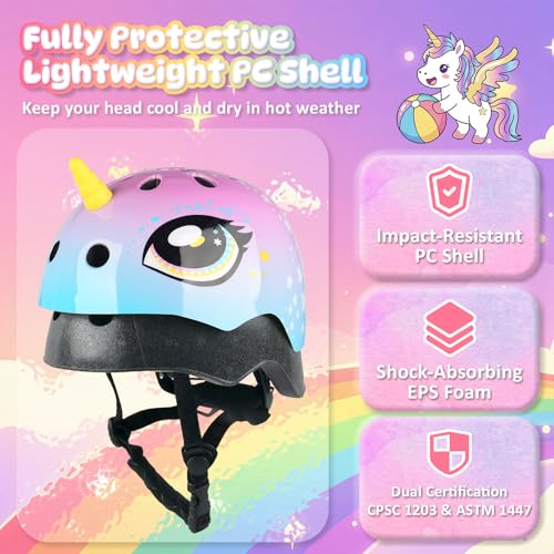 Image of Kids Toddler Bike Helmet, Adjustable and Multi-Sport for Child Boys and Girls, 2 Sizes