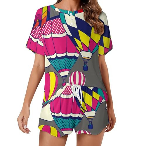 Pyjama hot air ballon femme à manches courtes pour l'été