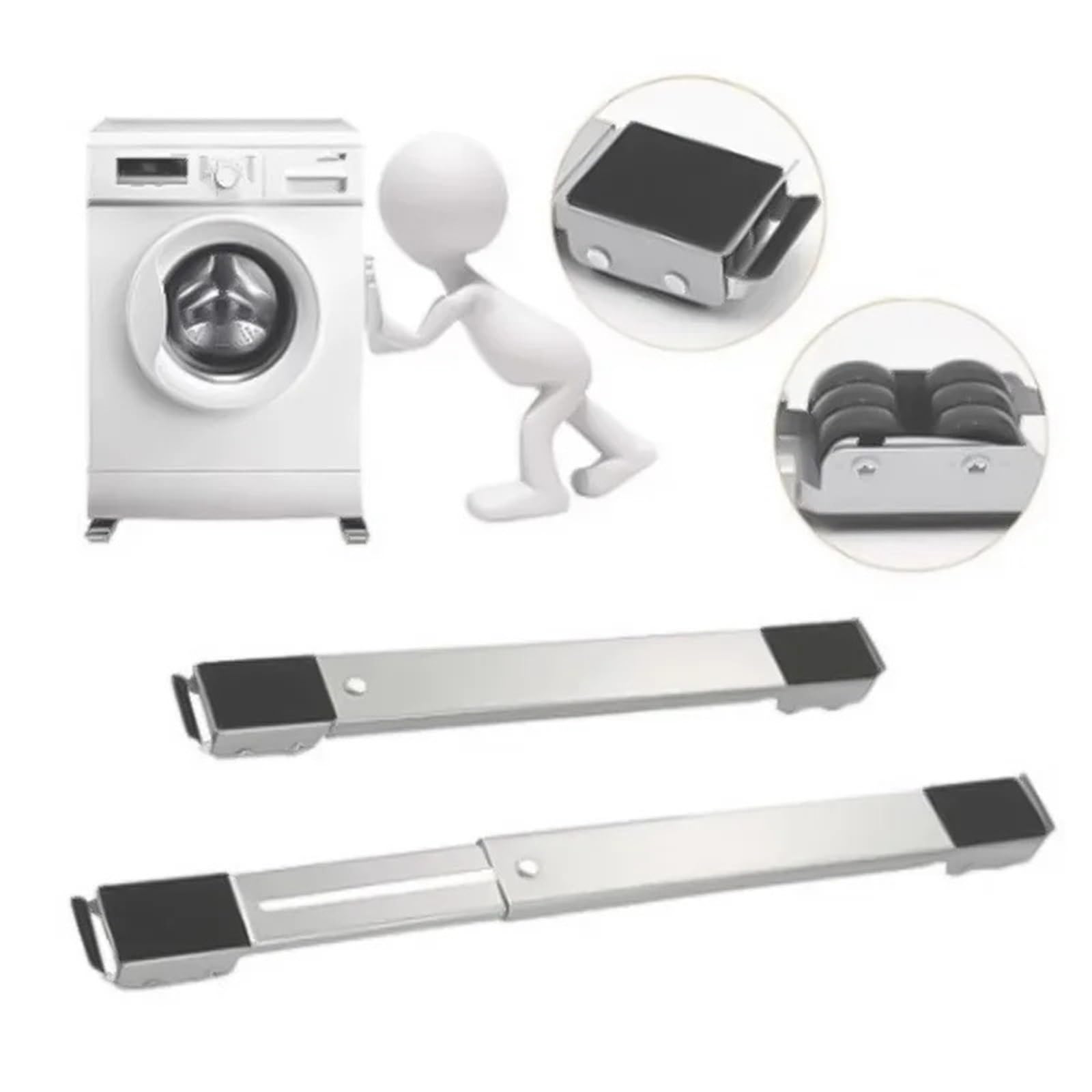 Base Con Ruote Per Elettrodomestici Supporto for lavatrice regolabile da 2 pezzi - Base a rulli mobile for carichi pesanti con ruote for carrello for lo spostamento di frigorifero e mobili(White)