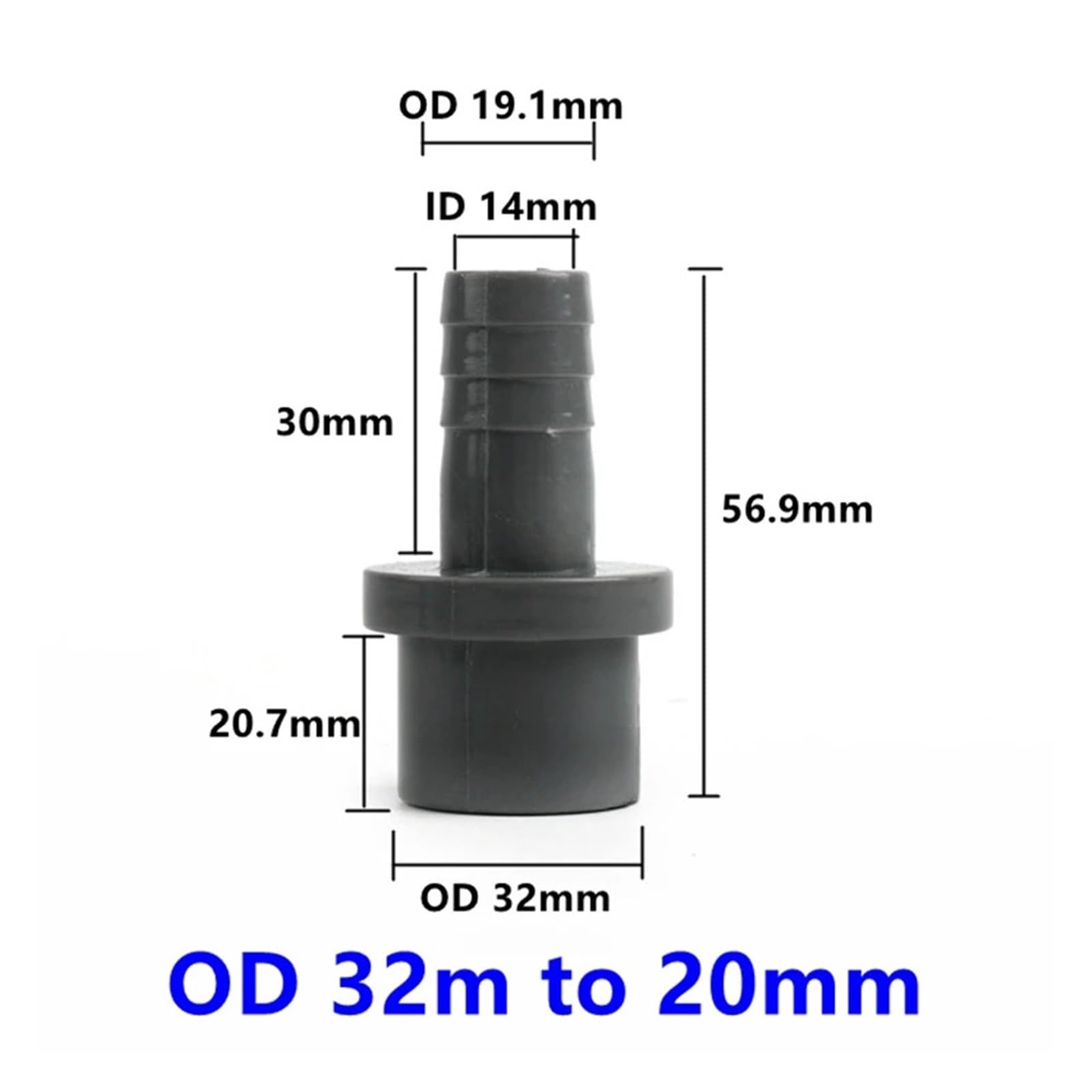 15 szt. Złączy rurowych PCV Pagoda do armatury akwariowej nawadniania ogrodu | Adapter do miękkich złączy węży 20/25/32 mm do 5/25 mm Biały Szary Niebieski(OD 32mm to 20mm,Gery (15PC))