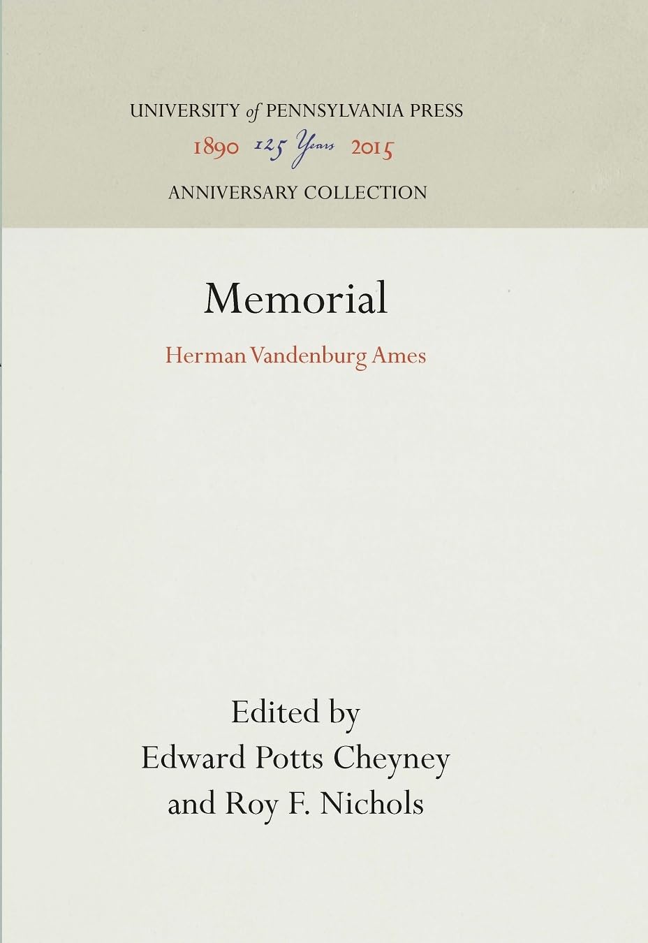 Herman Vandenburg Ames Memorial livre pour archives et bibliothèques