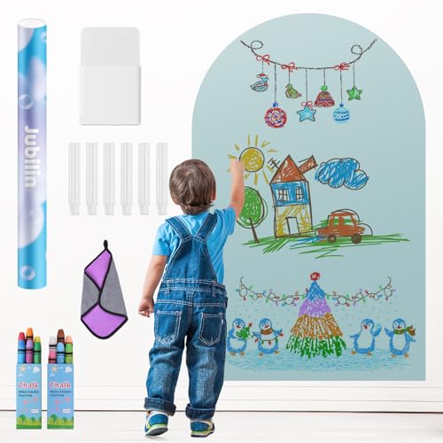 Jubilin Tableau magnétique à dôme, 120 x 60 cm, 12 marqueurs craie, 1 chiffon de nettoyage, 6 supports à craie, 1 boîte de rangement, adapté pour...