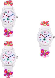 3 Pçs Relógio Relógios Criança Relógios Relógio Analógico Relógio De Quartzo Relógio De Pulso Relógio De Silicone Desenhos Animados Relógios De Quartzo Criança Branco