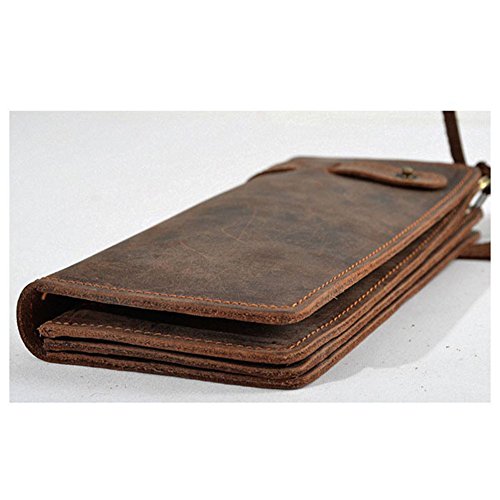 Mens Wallet with Chain Leather Long Bifold Trucker Wallet Vintage Biker Money Clip with Zipper3