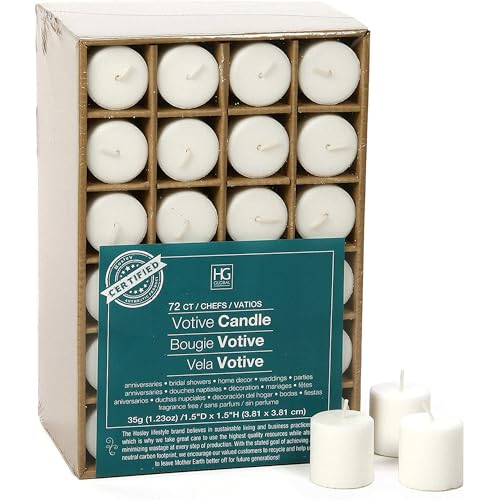 Hosley Unscented White Votive Candles, 72-Pack &ndash; Clean-Burning, Long-Lasting 10-12 Hour Burn...