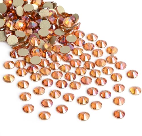 Image of Crystal Flatback Rhinestones Gems for Crafts 1.4mm SS3, Amber | Glue Fix, 2880pcs Glass Rhinestones for Crafting, Clothes, Tumblers, Nail Art, Shoes, Bags, Caps & Accessories Decoration