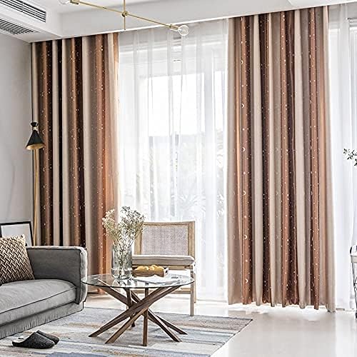 .?Double Blackout Simple Curtains Living Room Bedroom Bay Window Splicing Stars Cortina (Color: 4 Size: Ring)