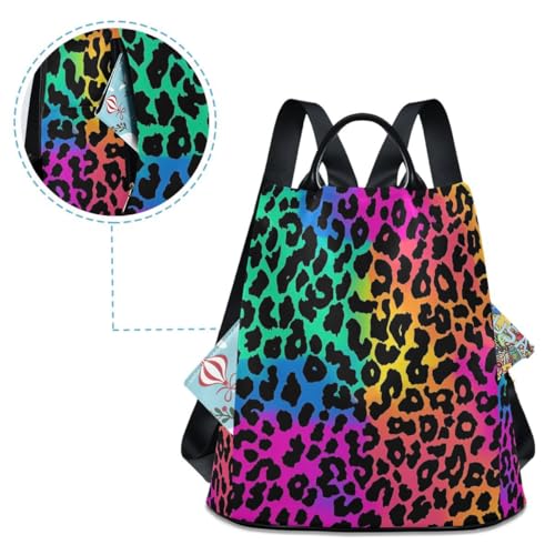 Image of ALAZA Neon Leopard Skin Print Trips Hiking Camping Rucksack Pack for Women