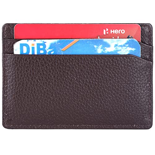 Image of Brooklyn Bridge Premium Genuine Leather Card Sleeve for Men RFID Blocking Slim Credit Card Holder Front Pocket Business ID Organizer Minimalist Everyday Carry Travel Gift