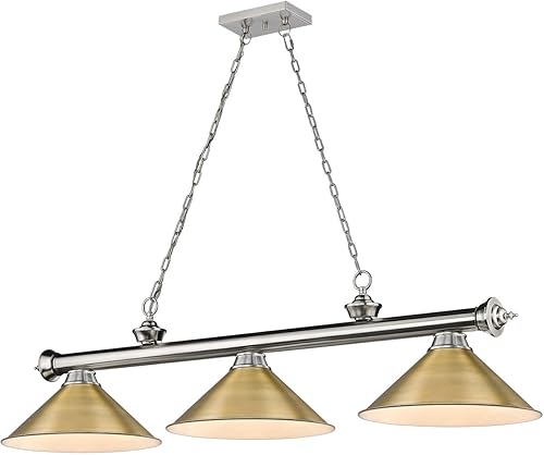 Miniatura 9 de Z-Lite 2306-3BP-RB15 Colgante de billar Cordon, 3 luces 180 vatios totales, chapado en bronce Negro mate/latón frotado,Negro,bronce,Placa de