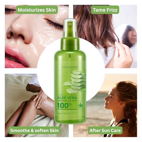 VENAMINE Korean Aloe Vera Soothing & Moisture 100% Gel Mist, 150 Gram