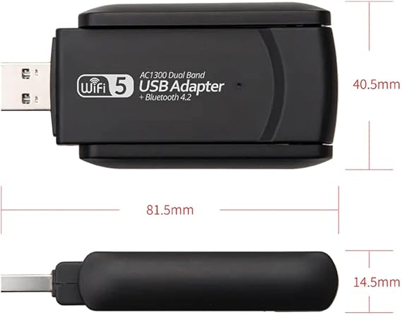 Coverzone Wireless Adaptör Wifi Ağ Kartı Masaüstü Bilgisayar Pc ile Uyumlu 2,4G 5G Destekler 1300Mbps Usb 3.0 Dual Band Usb Adapter 2,4Ghz-5,82Ghz AC1300