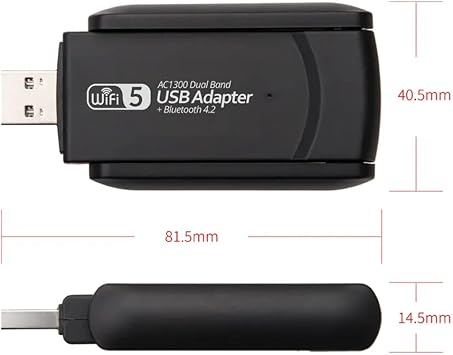 Coverzone Wireless Adaptör Wifi Ağ Kartı Masaüstü Bilgisayar Pc ile Uyumlu 2,4G 5G Destekler 1300Mbps Usb 3.0 Dual Band Usb Adapter 2,4Ghz-5,82Ghz AC1300