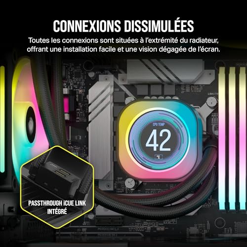 CORSAIR iCUE Link H150i LCD Liquid CPU Cooler - 360mm AIO - Ventilateurs QX120 RGB - Ecran LCD IPS 2.1" - Convient à Intel LGA 1700, AMD AM5 - Hub Système iCUE Link Inclus - Noir