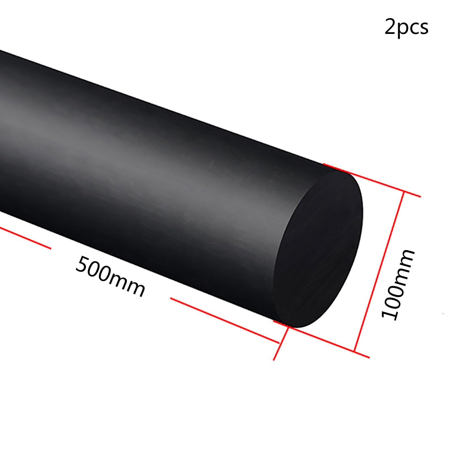COYOUCO Nylon Rod,Plastic Rod,PA6 Nylon Rod,Round Rod Tough Rod Solid,Length 0.5M,Diameter 100-110Mm,2Pcs,100mm