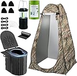 Camping Toilet with Pop-Up Privacy Tent and Liquid Waste Gel, Portable Toilet for Camping with Large Tent and Lantern, Ergonomic Potty Provides Enhanced Comfort, Suitable for All Ages