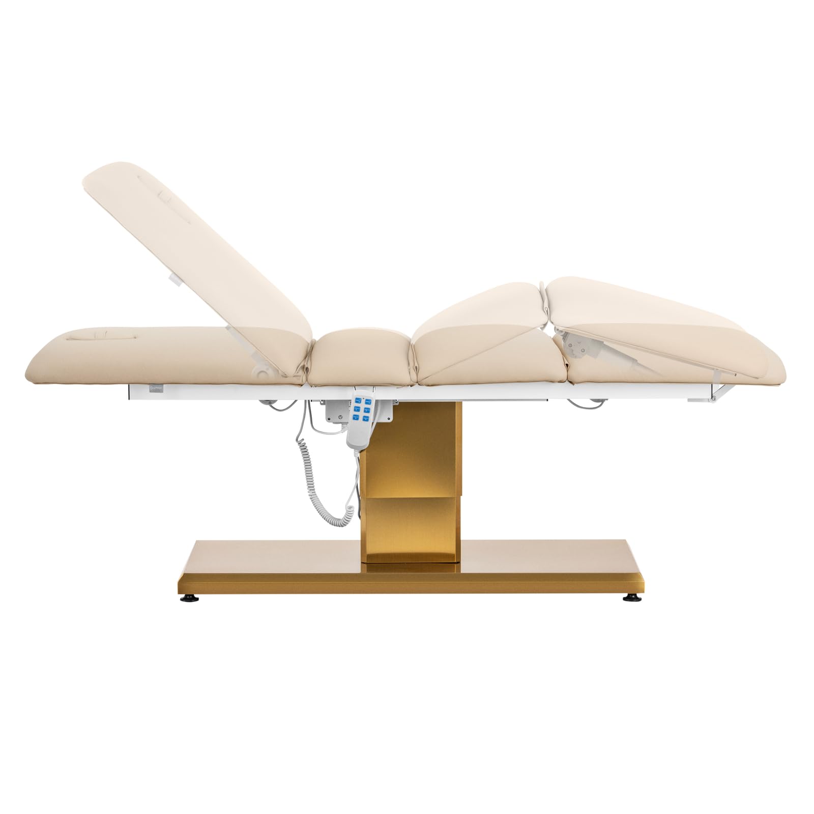Physa Elektrische Kosmetikliege 3 motoren 300 W 190 x 65 x 60-76 cm 200 kg beige/golden Behandlungsliege Kosmetikstuhl Therapieliege Tattooliege