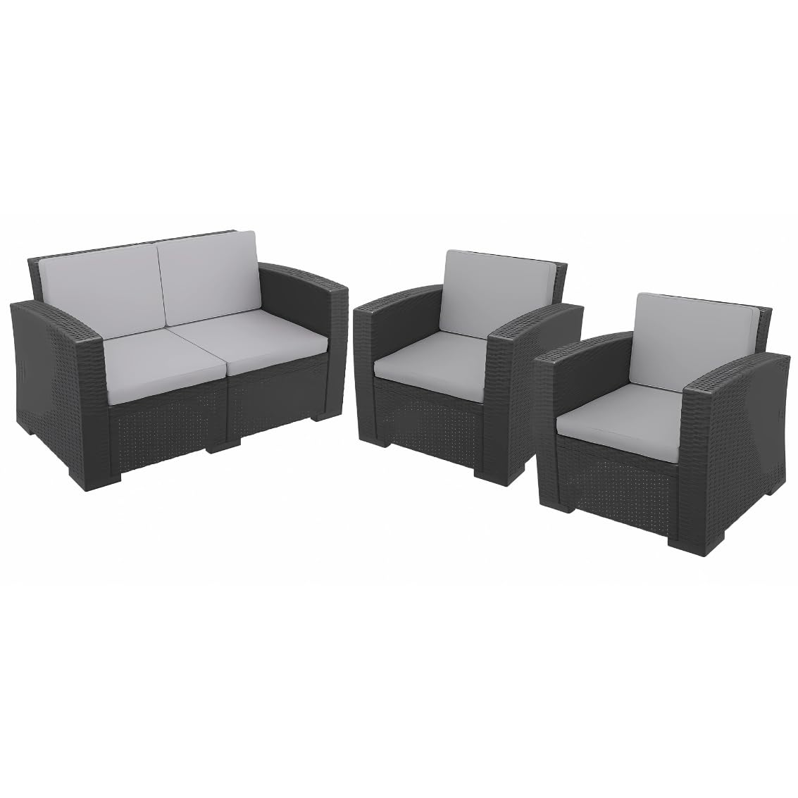 Dazzle Collection Replacement Cushions Set For Rattan Chairs Sofa - Patio Garden Water Resistant Outdoor Furniture - 2, 3 or 4 Seater Silver Patio Padding Seat Pads Cushions (8 Pc Set)