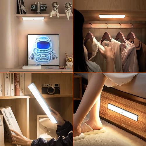 Image of 2PC 12-inch Under Cabinet Lighting with Motion Sensor,USB Rechargeable LED Closet Light 1700mAh Rechargeable Battery, Aluminum Shell for Long-Lasting 7-Hour Lllumination