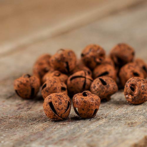 Factory Direct Craft Pack of 100 Grungy Rusty Tin Jingle Bells - Rusted Metal Primitive Bells for Holiday Embellishing and Crafting (9 mm - Approx .35 inches)