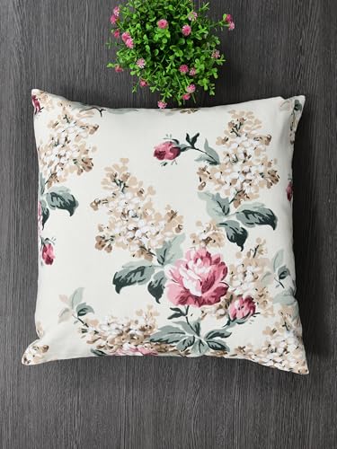 Image of Clasiko Premium Duck Cotton Decorative Throw Cushion Covers for Sofa Living Room ; Set of 5; 16x16 Inches; Vivid Blossom