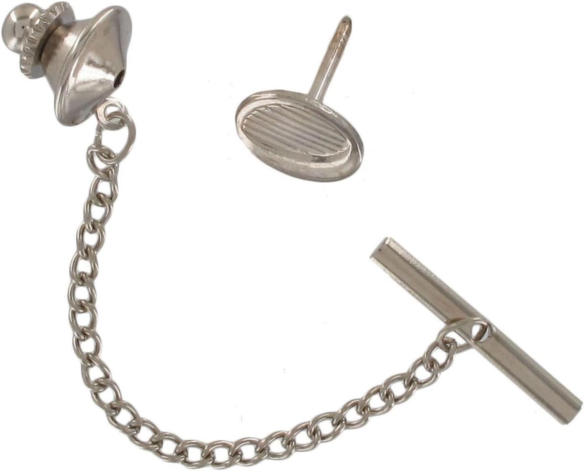 Mens Oval Crescent Silver Tone Tie Tac Tack Pin Gift Boxed Fashion Trendy Accessories Stylish Additions Chic Details