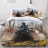  OENISE Parure de Lit 200x200 Enfant Ado Fille Buggy VTT Housse de Couette 2 Personne en Microfibre 3D Forêt Garçon Linge de Lit 3 Pièces avec Fermeture Éclai et 2 Taie d\'oreiller 50x75