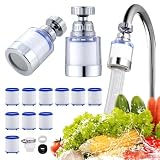 OKMIJN Lot de 2 Filtre Anti Calcaire Robinet 360° Rotatif, Purificateur Eau Robinet avec 1...