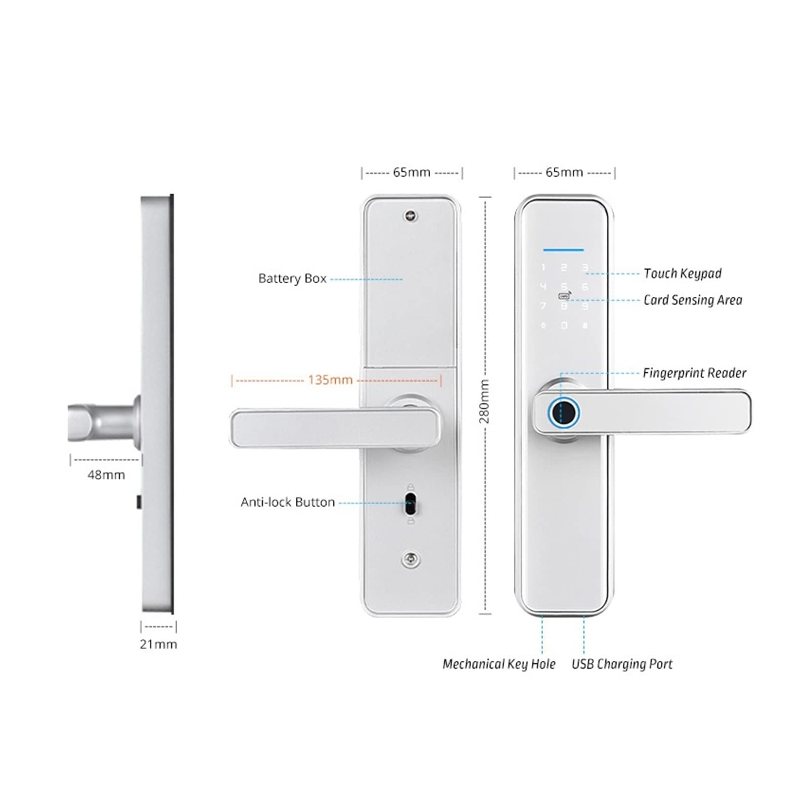 Impronta digitale impermeabile Tuya cerradura inteligente fechadura elettronica Sliver Smart Door Lock (Colore : X7tyS-no mprtise) wisdom