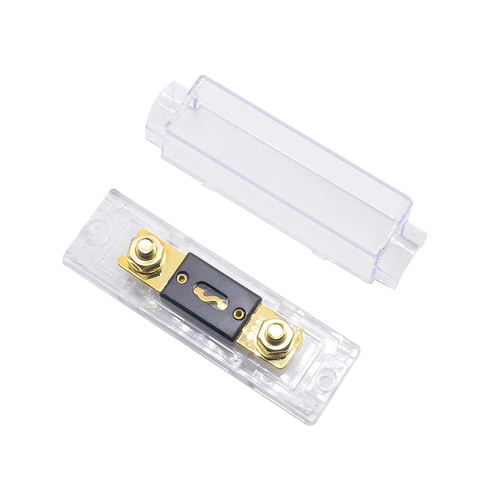 Fusible de respaldo de coche con base de placa 5 0A 60A 80A 100A 120A 150A 200A 250A 300A 400A Fusible de horquilla de protección de circuito (Color : Box With Fuse, Size : 400A)
