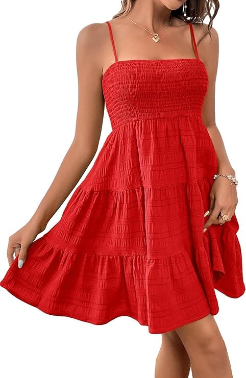 Robe sans manches à col carré pour femme d'été élastique avec ourlet à volants