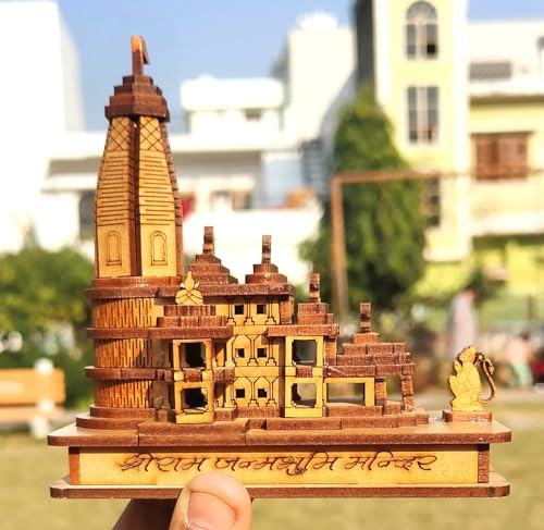 Image of Authentic Design Shri Ram Mandir Ayodhya 3D Model Wooden Hand Carved Temple